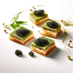 Vegan Caviar Toasts w Green Cheese Slices