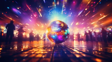Gordijnen Unreal disco ball, psychedelic lights in background © Kondor83