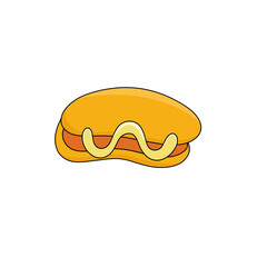 mustard hotdog illustration - 694844851