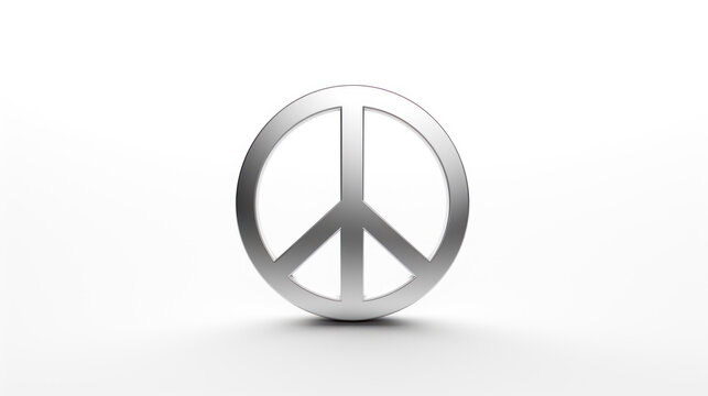 Metal peace sign on white background
