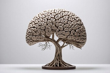 Human Brain as Tree, Symbolizing Tech Preservation, Innovative Growth, Futuristic Evolution, Technological Potential