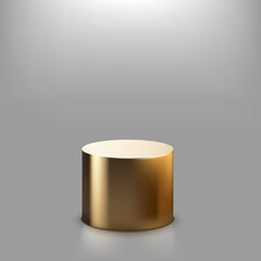 3D Golden Podium With Reflection On Gray Back