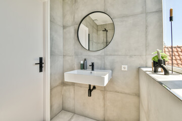 Interior of minimalist bathroom