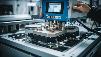 A mechanical engineer conducting stress tests on a material sample,[mechanical engineering]