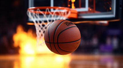 Ball With A Basketball Hoop In The Background