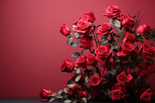 Red roses fading into the distance symbolizing the echoes of love that linger, engagement, wedding and anniversary image