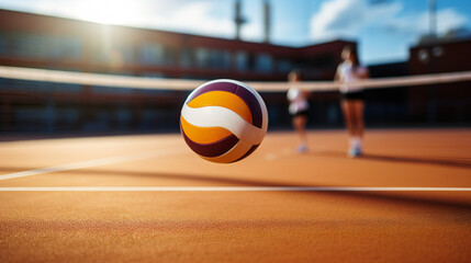 Ball Bouncing On The Volleyball Court 