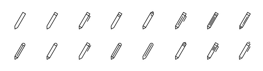 Pen icon set. Pencil line icon. Edit symbol. Pen marker in line. Pencil icon set. Editable stroke. Vector illustration.