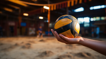 Person Holding The Volleyball Ball In Their Hand Before Giving A Ball