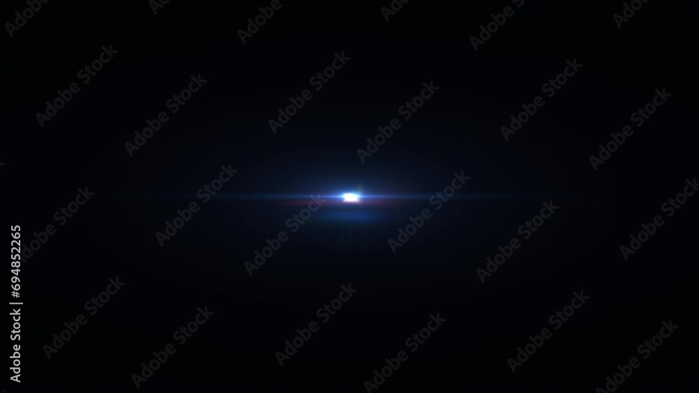 Poster abstract loop center flickering blue glow star optical flare shine light ray long arm animation on b