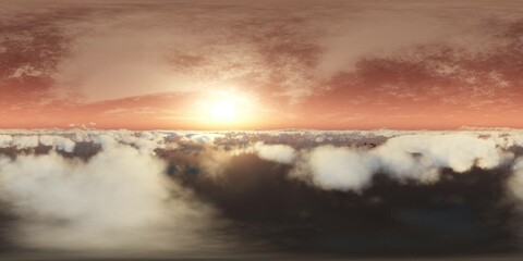 Panorama of clouds, HDRI, environment map , Round panorama, spherical panorama, equidistant projection, panorama 360, flying above the clouds,sky above the clouds, 3D rendering