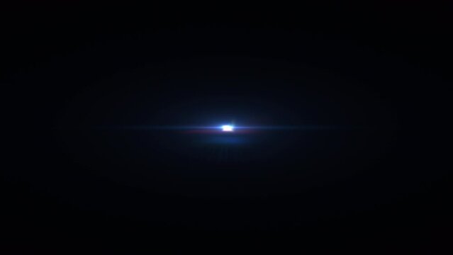 Abstract loop center flickering blue glow star optical flare shine light ray long arm animation on black background.Isolated with alpha channel quicktime prores 444 encode