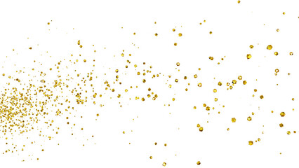 光り輝く金の粒子が飛び散るイラスト　背景透過