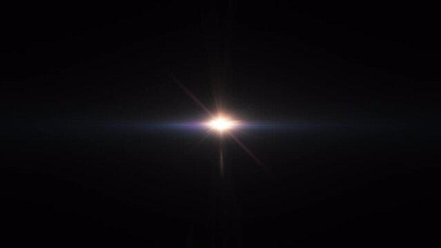 Abstract loop center gold purple blue star optical flare shine light animation on black background.Isolated with alpha channel quicktime Prores 444 encode
