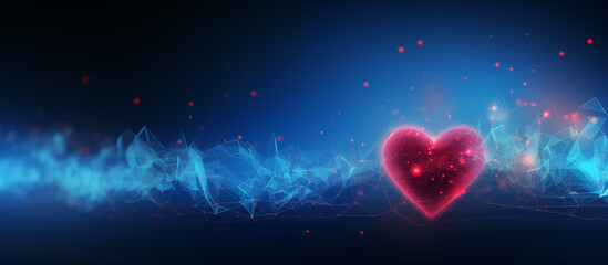 Abstract background with glowing heart and cardio pulses