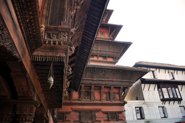 Wooden palace facade in Kathmandu Durbar square