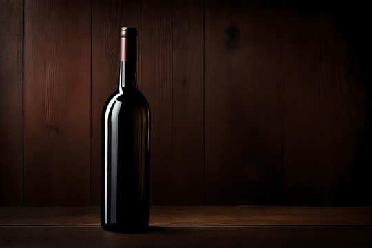 wine bottle presentation mockup , bottle of wine on minimal marble background , advertising template
