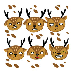 Animal characters vector art illustration. Cute facial expression icon of the deer.