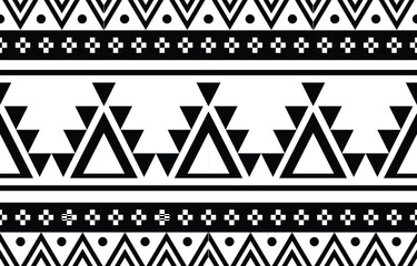 aztec seamless pattern.  rug textile print texture Tribal design, geometric symbols for logo, cards, fabric decorative works. traditional print vector illustration. on black and white background. - obrazy, fototapety, plakaty