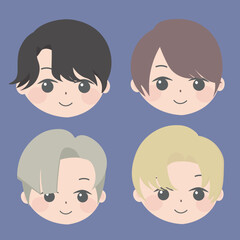 four different anime boy hair set2