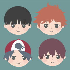 44_four different anime boy hair set