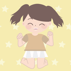 48_a girl in a yellow shirt with happy face