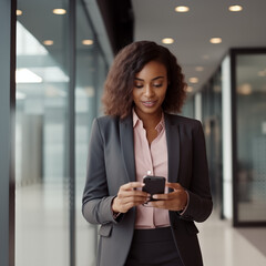Modern business leadership african american executive embracing mobile technology