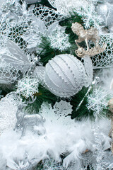 Fototapeta na wymiar Christmas tree branches with a decorations 