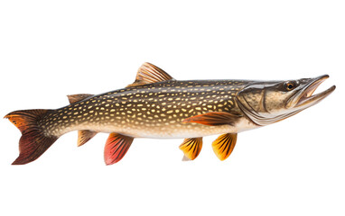 Pike fish isolated on transparent background.