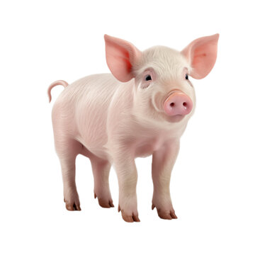 Cute pig isolated on white. Generative ai