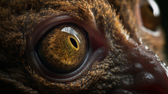 photograph highlighting the intricate details of the eyes of a Sunda flying lemur