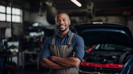 portrait of a small business owner of an automobile repair shop