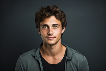 Obraz premium Generative AI portrait of young attractive hot model fashion appearance isolated on dark grey background