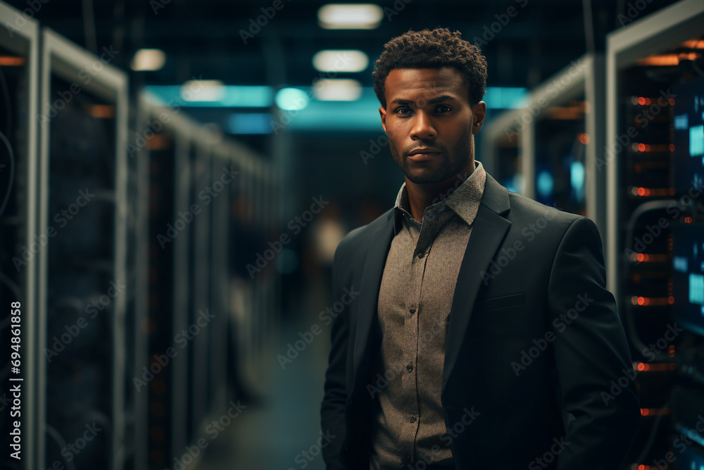 Poster generative ai picture of successful specialist working it company intelligence and business analytic