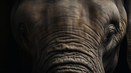 close-up hyperrealistic photograph highlighting the intricate details of the eyes of a majestic wild elephant