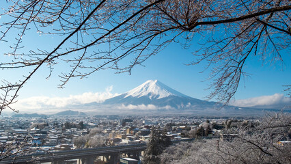 Japan beautiful landscape Mountain Fuji in winter