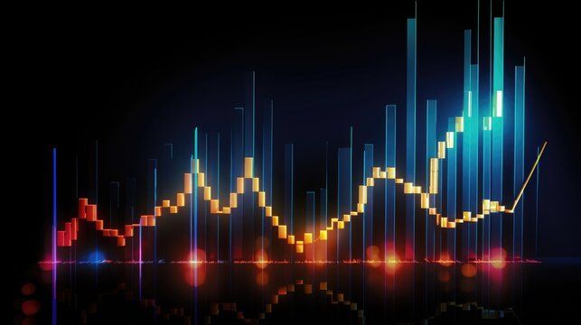 Stock market graph trading analysis investment financial, stock exchange financial or forex graph stock market graph chart business crisis crash loss and grow up gain and profits win up trend