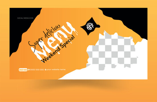 Facebook cover design banner food advertising discount sale offer ,  social media food cover post design