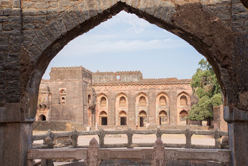 Hindola Mahal view from arch, Mandu, Madhya Pradesh, India, Asia.