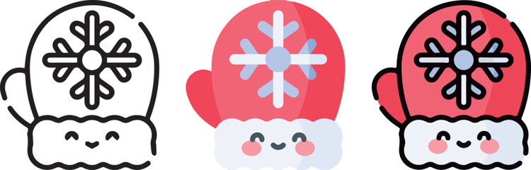 cute christmas icon with 3 different styles.