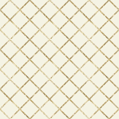 Golden grid seamless pattern . - 694864403