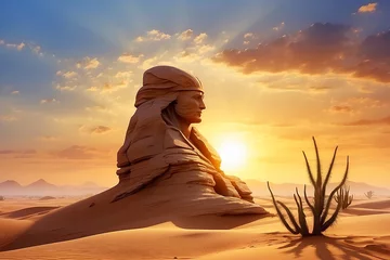 Foto op Canvas Sphinx and desert in Giza, Egypt. © mizina