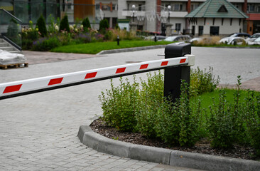 Close up Barrier Gate Automatic system for security. Automatic entry system.