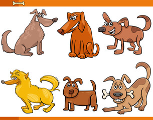 Obraz premium cartoon dogs and puppies comic animal characters set
