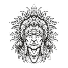 American Indian vintage emblem monochrome