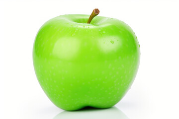 Ripe And Vibrant Green Apple On A White Background