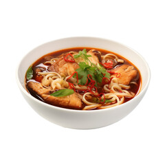 Hot  Fish Soup Noodle isolateed on transparent background. Design for restaurants, online food delivery services, shops, etc.