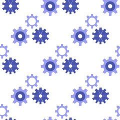 Seamless pattern with gears, spare parts on white background. Concept of service or mobile application, robotics or repair. Colorful vector illustration flat. Wrapping, print for paper or fabric