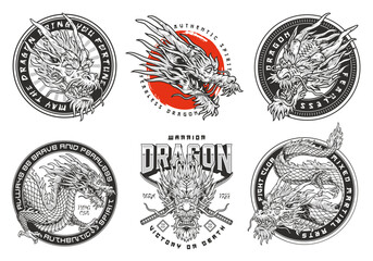 Asian dragon head set sticker