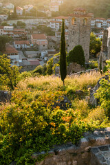 Fototapeta na wymiar Old city. Sunny view of ruins of citadel in Stari Bar town on Bar city in Montenegro